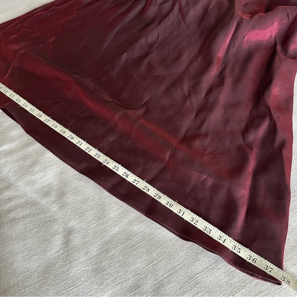 Cachet Vtg Glam Gala Dress Prom Gown Sz 12 Satin Metallic Burgundy Whimsigoth - Picture 7 of 14